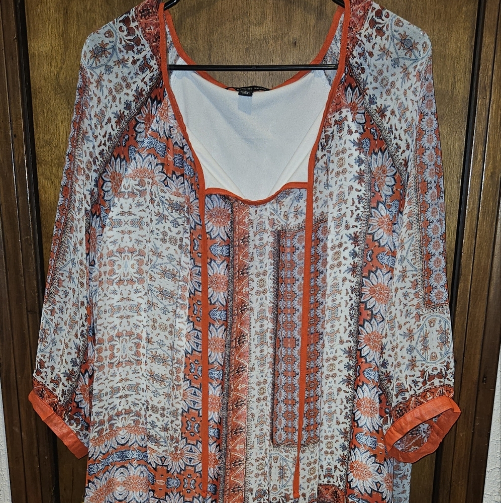 Zac & Rachel Woman Pullover Lightweight Blouse/Tunic 3/4 Sleeve Plus Size 2XL